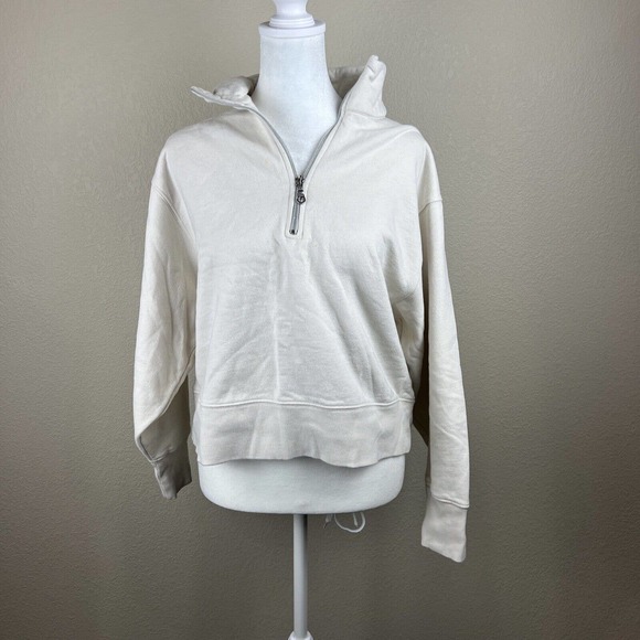 Ayr Sweaters - Ayr Sweater Women Small Cream Half Zip The Zip Long Sleeve Cropped